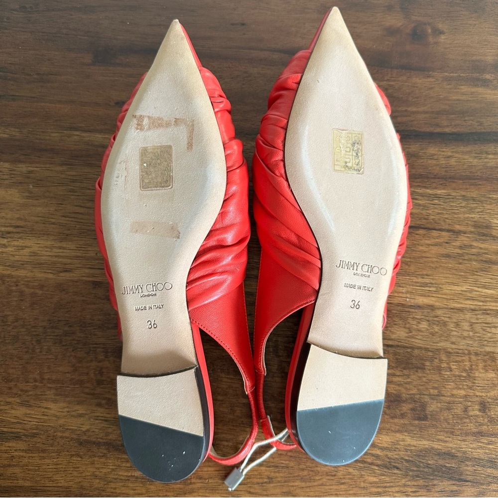 Jimmy Choo Annabell Flat Nap Chilli Leather Flat Shoes size 6 - Picture 5 of 10